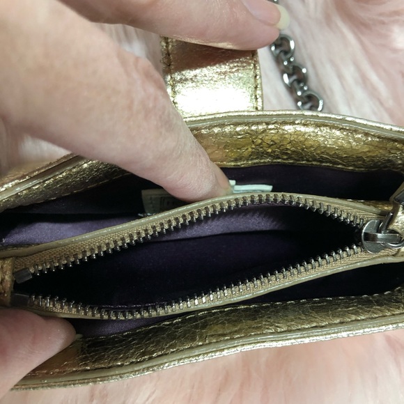 Henri Bindel Gold Leather Mini Crossbody - Picture 4 of 13